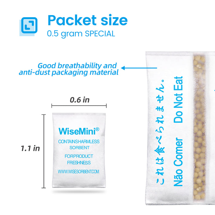0.5 Gram Tyvek Molecular Sieve Packets, Dessicant Packets, Dessicant Packs, Moisture Absorbers for Food Storage, Food Grade Desiccant Dehumidifiers