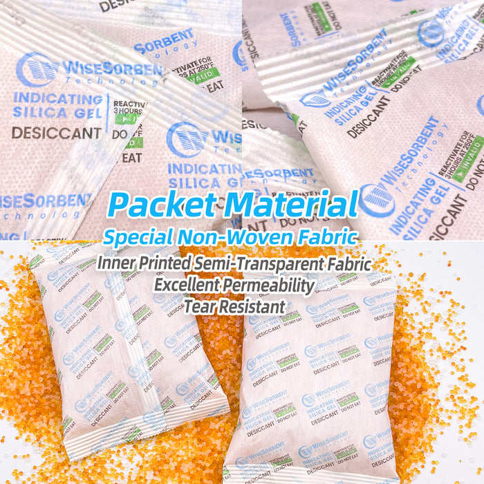 New Verna Paper Indicating Silica Gel (Orange to Dark Green)Packets,Rechargeable Gun Safe Dehumidifier, Moisture Absorbers for Storage, Humidify Control
