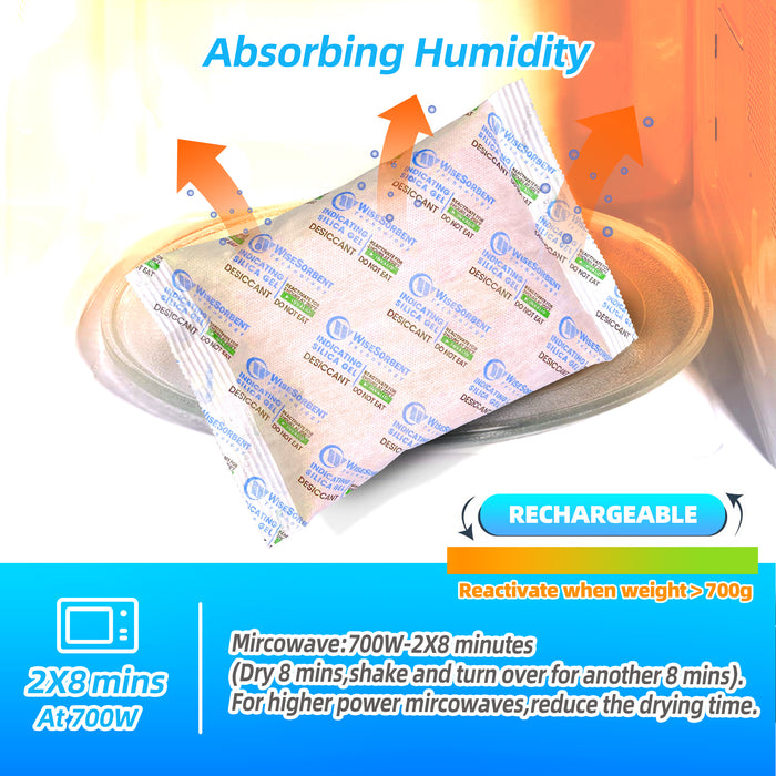 New Verna Paper Indicating Silica Gel (Orange to Dark Green)Packets,Rechargeable Gun Safe Dehumidifier, Moisture Absorbers for Storage, Humidify Control