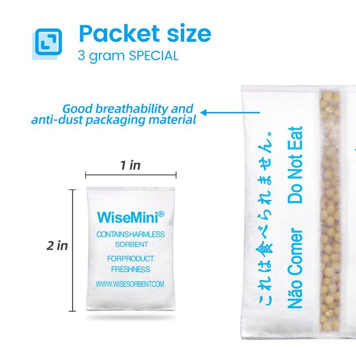 3 Gram Tyvek Molecular Sieve Packets, Dessicant Packets, Dessicant Packs, Moisture Absorbers for Food Storage, Food Grade Desiccant Dehumidifiers