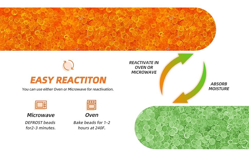 2 lb Indicating Silica Beads 2-4mm -Rechargeable Orange desiccant beads