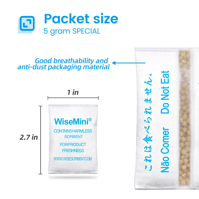 5 Gram Tyvek Molecular Sieve Packets, Dessicant Packets, Dessicant Packs, Moisture Absorbers for Food Storage, Food Grade Desiccant Dehumidifiers
