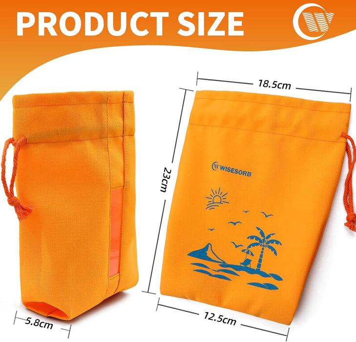 7x9 Inch Orange Drawstring Pouch with Transparent Window – for Desiccant Beads, Snacks, Seeds