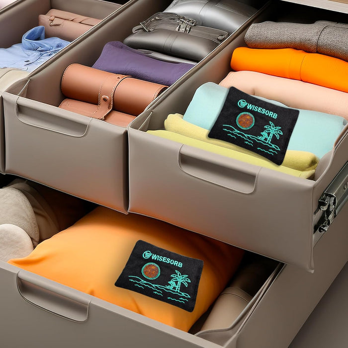 200g Black Desiccant Cloth Bags with Orange-to-Green Silica Gel - Reusable