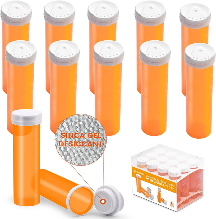 10 Dram Pill Bottle with Desiccant Cap, Medicine Bottle, Pill Bottles Empty with Caps, Empty Pill Bottles