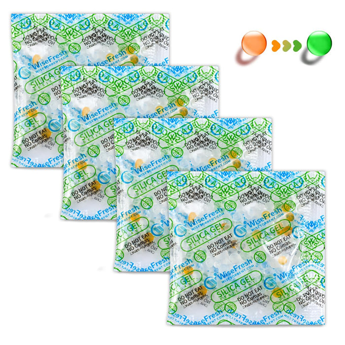3 Gram Food Safe Desiccant Packs, Silica Gel Packets, Orange to Green Indicating- Moisture Absorbers for Storage