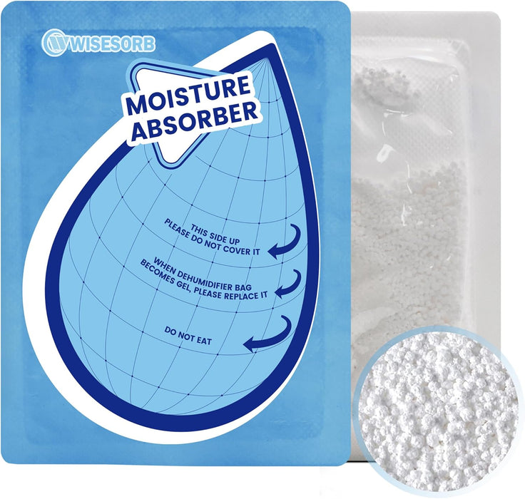 Wisesorb 100 Gram Moisture Absorbers, Dehumidifier Bags for Bathrooms, Basements, Rvs, Humidity Packets for Closet
