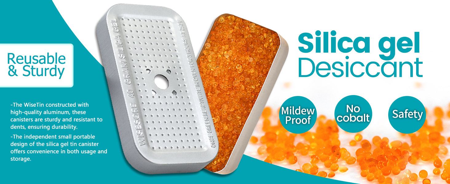 40g Reusable Indicating Silica Gel in Sealed Aluminum Box with Lid-Free Shipping