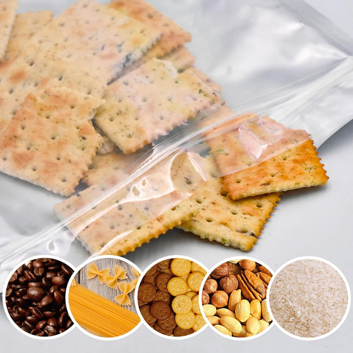 Resealable Aluminum Foil Bags Set with Oxygen Absorbers – 4 Sizes for Food, Snacks & Dry Goods