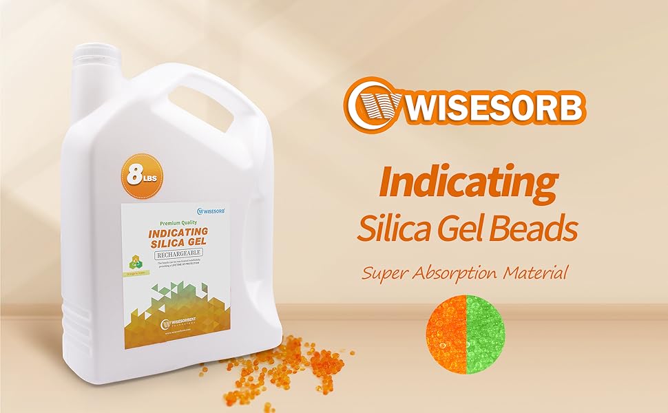 8 lb Orange Indicating Silica Gel Beads 2-4mm -Reusable