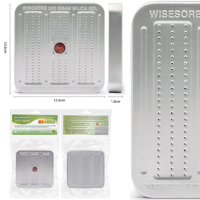 200g Reusable Indicating Silica Gel in Sealed Aluminum Box with Lid-Great for moisture control in toolboxes.