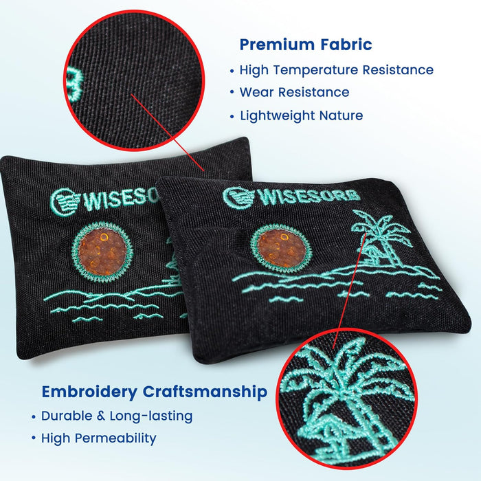 200g Black Desiccant Cloth Bags with Orange-to-Green Silica Gel - Reusable