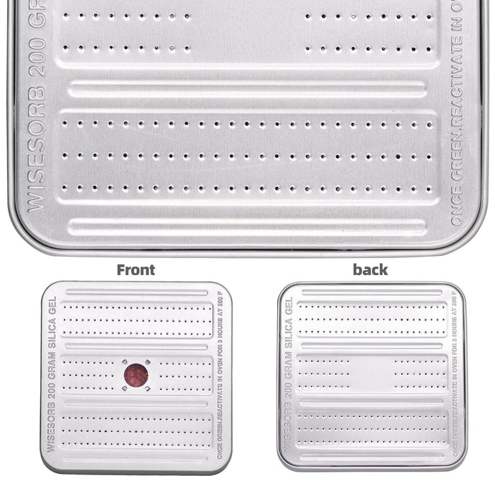 200g Reusable Indicating Silica Gel in Sealed Aluminum Box with Lid-Great for moisture control in toolboxes.