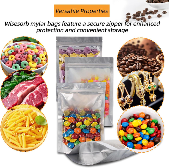 10x 14 in Resealable Mylar Foil Bags – Stand-Up Zipper Pouches for Food, Snacks & Desiccants