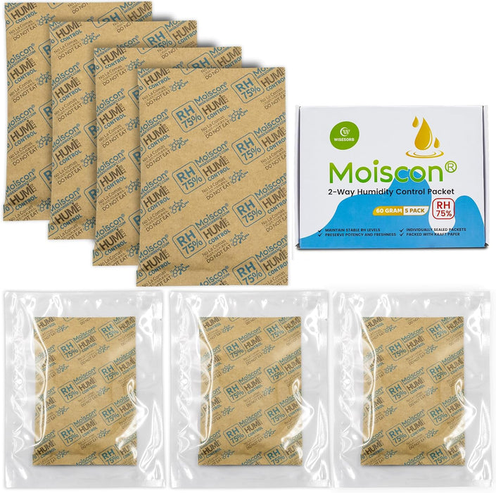 75% 60 Gram Two-Way Humidity Control Packs,Moisture Control Packets Individually Wrapped, Humidifier Packs for Storage Containers Hydration Packets