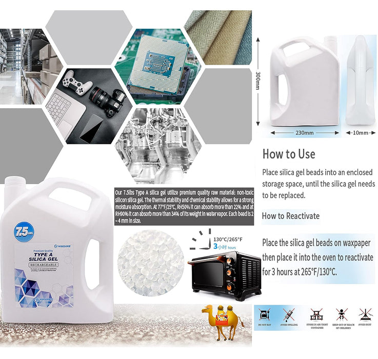 7.5 lb 1-3mm White Silica Gel Beads-Type A Silica Gel