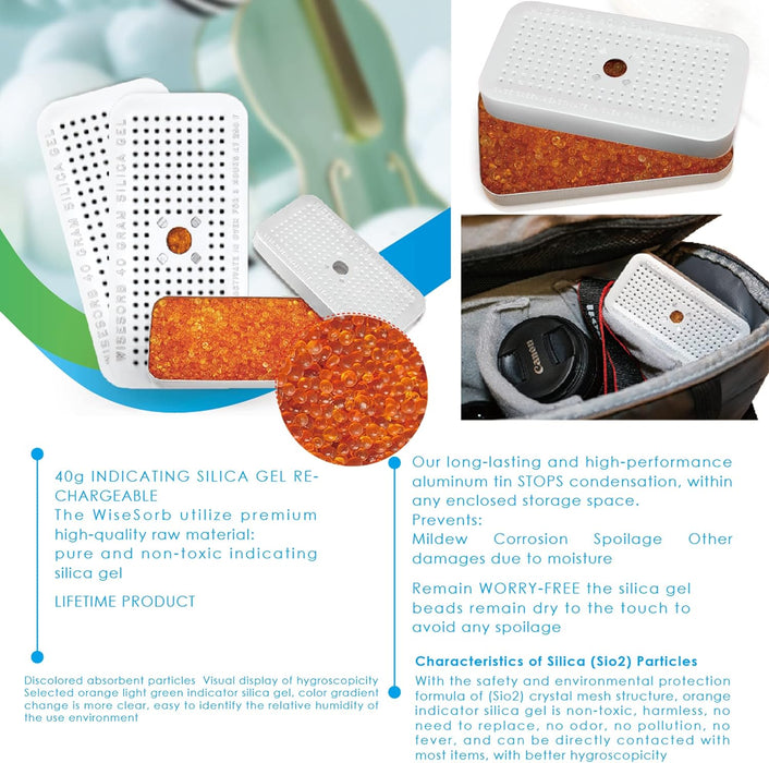 40g Reusable Indicating Silica Gel in Sealed Aluminum Box with Lid-Free Shipping