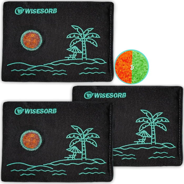 200g Black Desiccant Cloth Bags with Orange-to-Green Silica Gel - Reusable