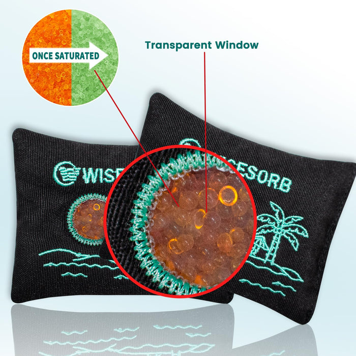 200g Black Desiccant Cloth Bags with Orange-to-Green Silica Gel - Reusable