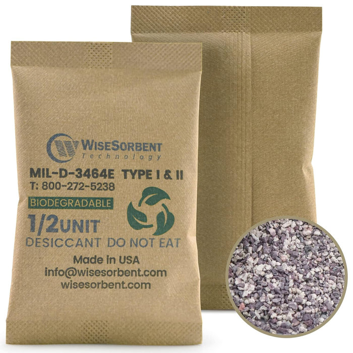 1/2U Kraft Clay Desiccants Packs for Safe, 17 Gram Dehumidifier for Gun Safe, Military Grade Moisture Absorbers