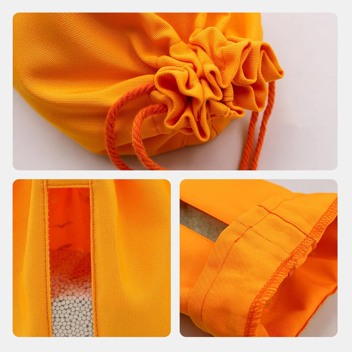 7x9 Inch Orange Drawstring Pouch with Transparent Window – for Desiccant Beads, Snacks, Seeds