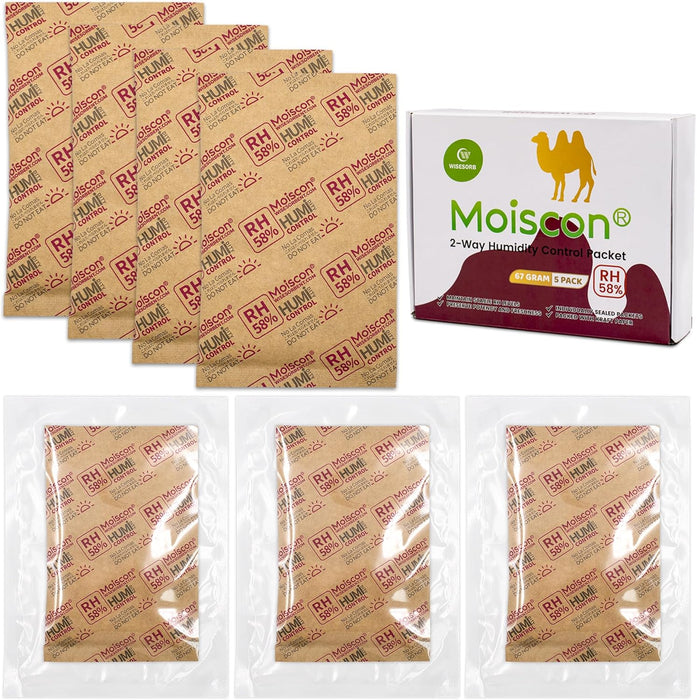 58% 67 Gram Two-Way Humidity Control Packs for Storing 1 lb, Size 67 for Small Storage Containers Resealable Bags, Hydration Packets Moisture Control Packets Individually Wrapped