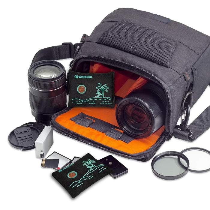 200g Black Desiccant Cloth Bags with Orange-to-Green Silica Gel - Reusable