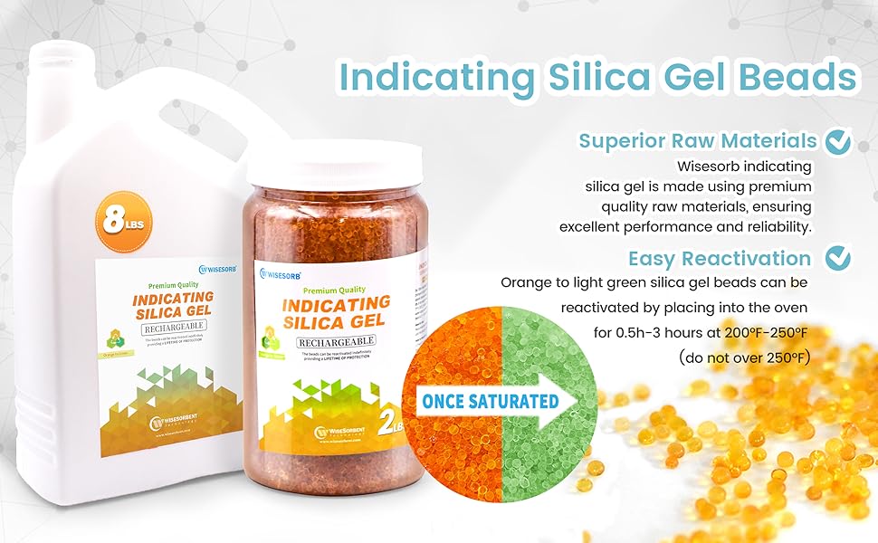 2 lb Indicating Silica Beads 2-4mm -Rechargeable Orange desiccant beads