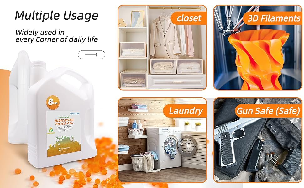 8 lb Orange Indicating Silica Gel Beads 2-4mm -Reusable