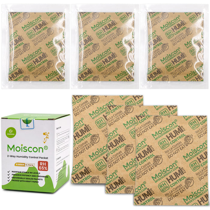 65% 8 Gram Two-Way Humidity Control Packs for Storing Up to 5 Items, Size 8 for Small Plastic Travel Case Wood Container, Humidity Pack Moisture Control Packets Individually Wrapped