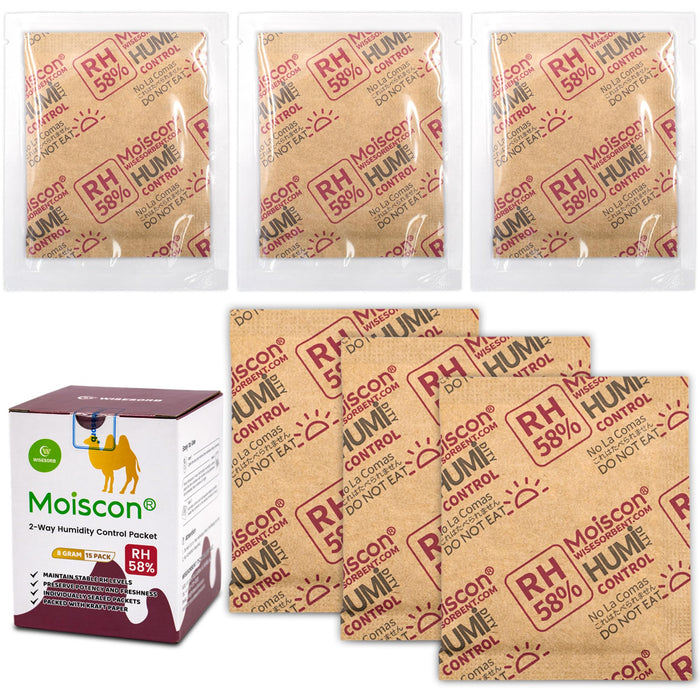 58% 8 Gram Two-Way Humidity Control Packs for Storing 1 oz, Size 8 for Small Storage Containers Resealable Bags, Hydration Packets Moisture Control Packets Individually Wrapped