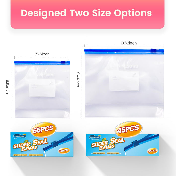 9.25"x10.74"Resealable Clear Slider Zipper Bags for Food Storage