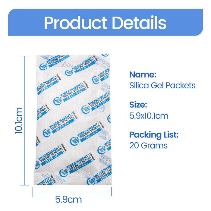 20 Gram Verna Paper Silica Gel Dessicant Packs for Storage, Moisture Absorber Packets, Humidity Packs