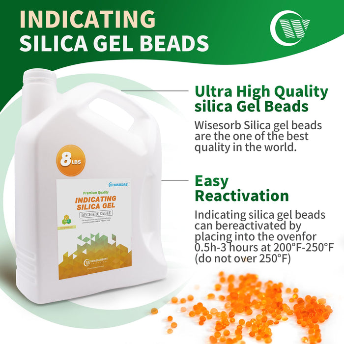 8 lb Orange Indicating Silica Gel Beads 2-4mm -Reusable