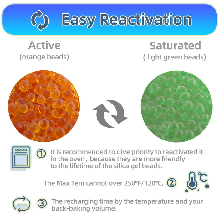 2 lb Indicating Silica Beads 2-4mm -Rechargeable Orange desiccant beads
