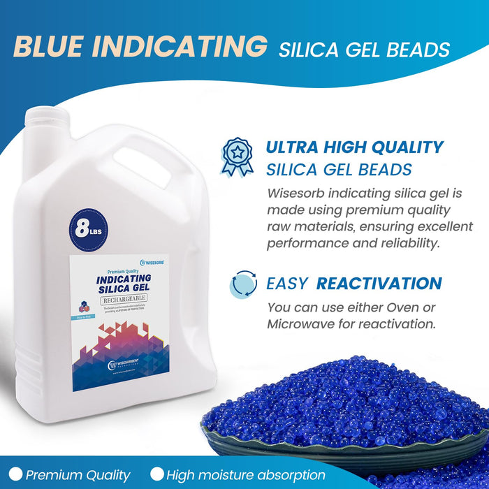 8 lb Indicating Silica Gel Beads 2-4mm -Blue to Pink Bulk Silica Gel