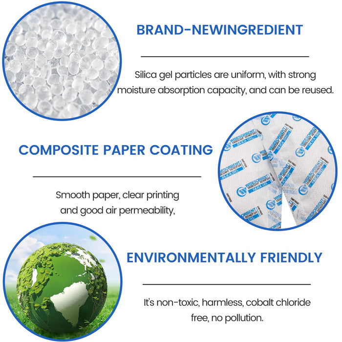 Verna Paper Silica Gel Packets,Dessicant Packets for Storage, Pure and Safe Silica Gel Desiccant Packs, Humidity Packs