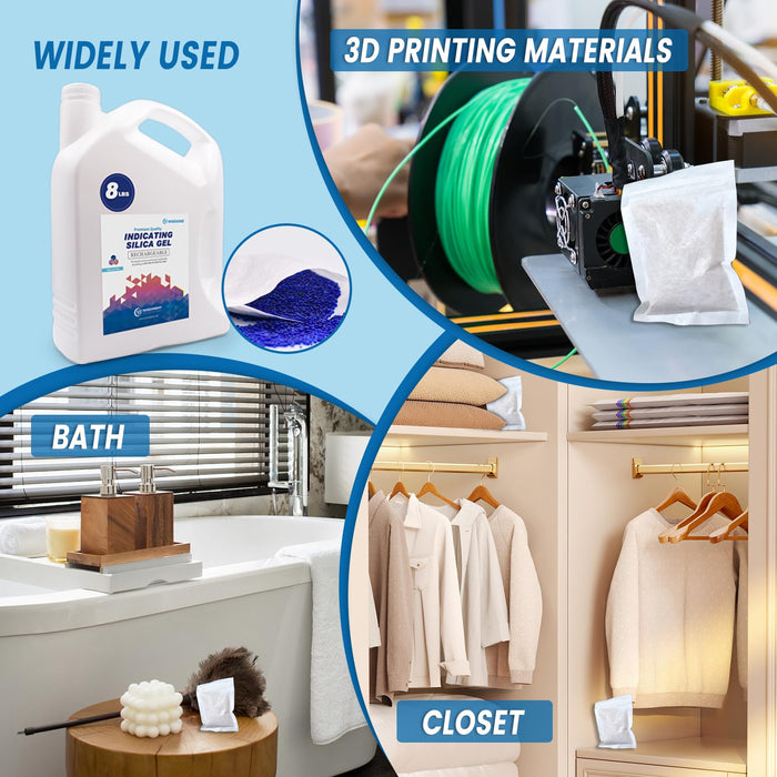 8 lb Indicating Silica Gel Beads 2-4mm -Blue to Pink Bulk Silica Gel