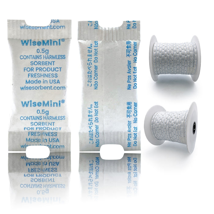 0.5 Gram WiseMini Fin Seal  Hole Cut Silica Gel Desiccant Strip
