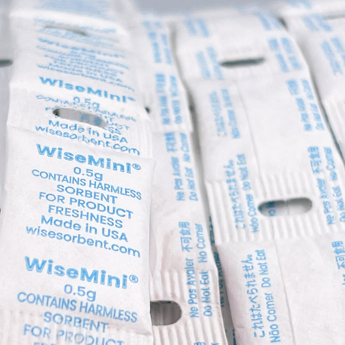 0.5 Gram WiseMini Fin Seal Hole Cut Silica Gel Desiccant Strip