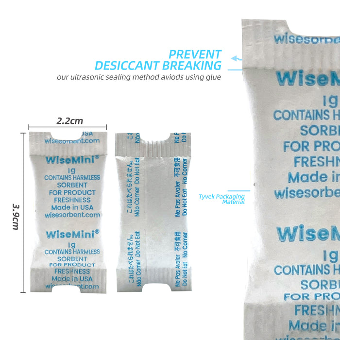 1 Gram WiseMini Fin Seal  Hole Cut Silica Gel Desiccant Strip