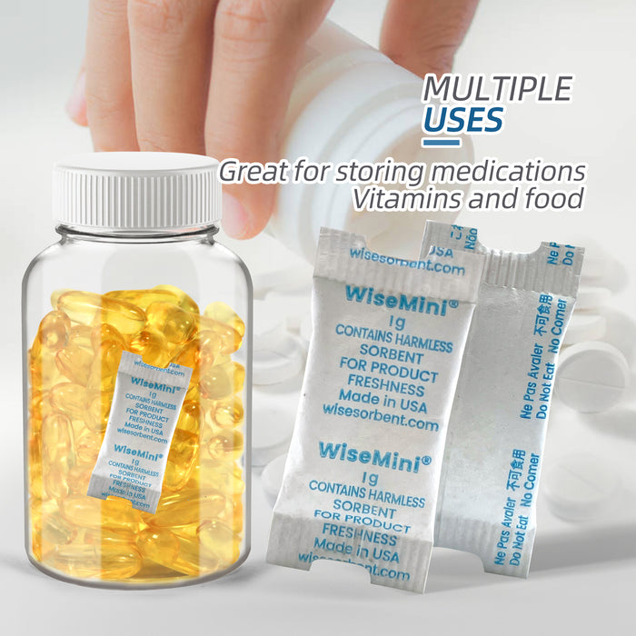 1 Gram WiseMini Fin Seal  Hole Cut Silica Gel Desiccant Strip