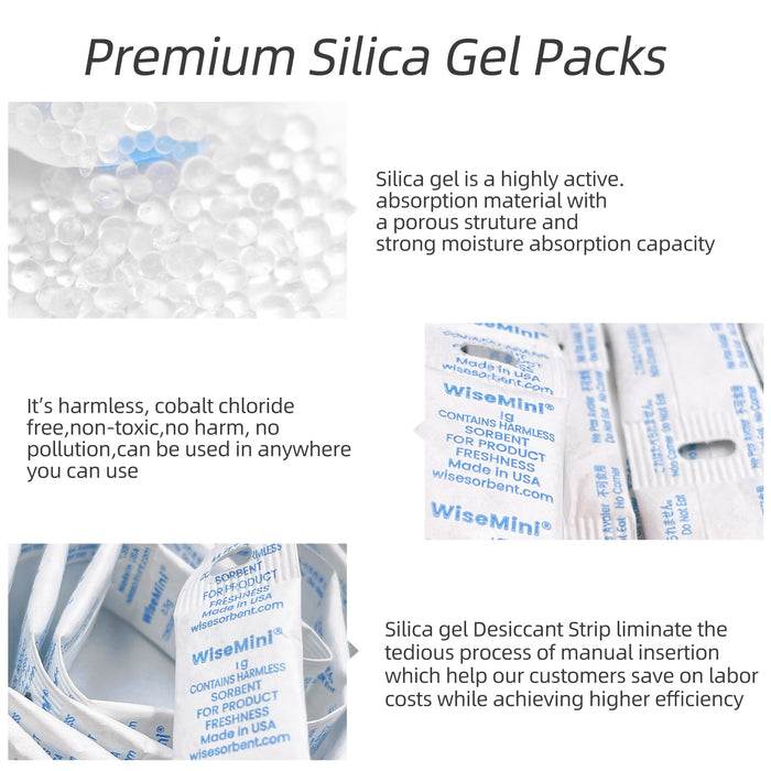 1 Gram WiseMini Fin Seal  Hole Cut Silica Gel Desiccant Strip