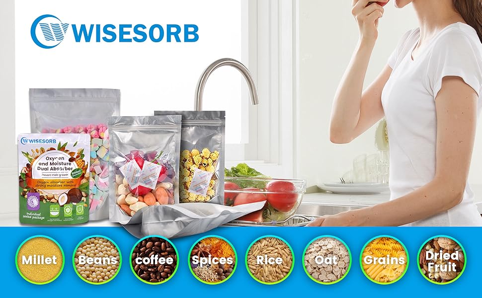100CC Oxygen and Moisture Dual Absorber, Oxygen Absorber for Food Storage, Moisture Absorbers, and Preserved Foods