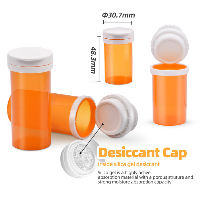 444pcs 5.4 Dram desiccant cap pill bottle with indicating silica gel