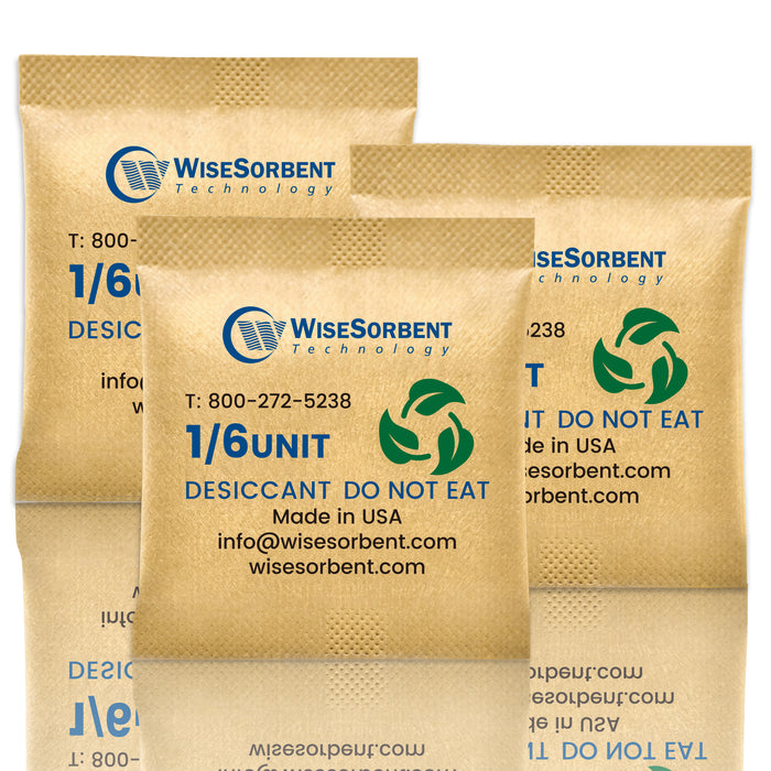 Wisesorb 1/6U Kraft Clay Desiccants Packs for Storage, 5 Gram Bentonite Clay Desiccant Bags for Gun Safe, Moisture Absorbers