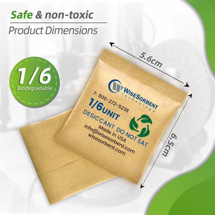Wisesorb 1/6U Kraft Clay Desiccants Packs for Storage, 5 Gram Bentonite Clay Desiccant Bags for Gun Safe, Moisture Absorbers