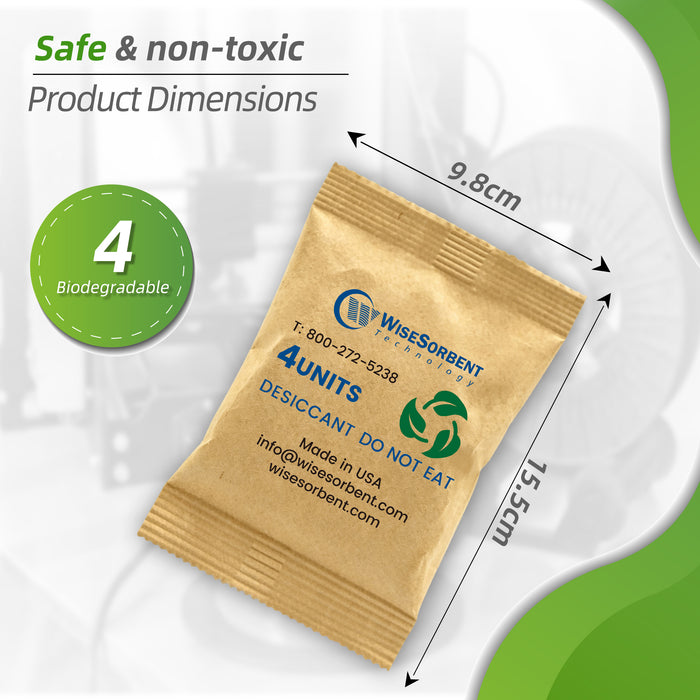 Wisesorb 4U Kraft Clay Desiccants Packs for Safe, 132 Gram Dehumidifier for Gun Safe, Moisture Absorbers