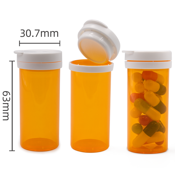 500pcs 8 Dram desiccant cap pill bottle with indicating silica gel