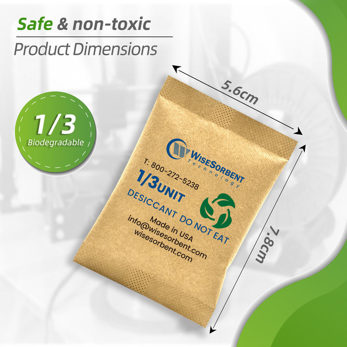 Wisesorb 1/3U Kraft Clay Desiccants Packs for Safe, 11g Dehumidifier for Gun Safe, Moisture Absorbers
